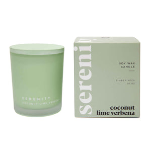 Serentiy Coloured Frost Range Timber Wick 10oz candle-Coconut Lime Verbena