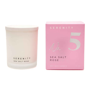 Serenity Sea Salt Rose 10oz glass candle - no5